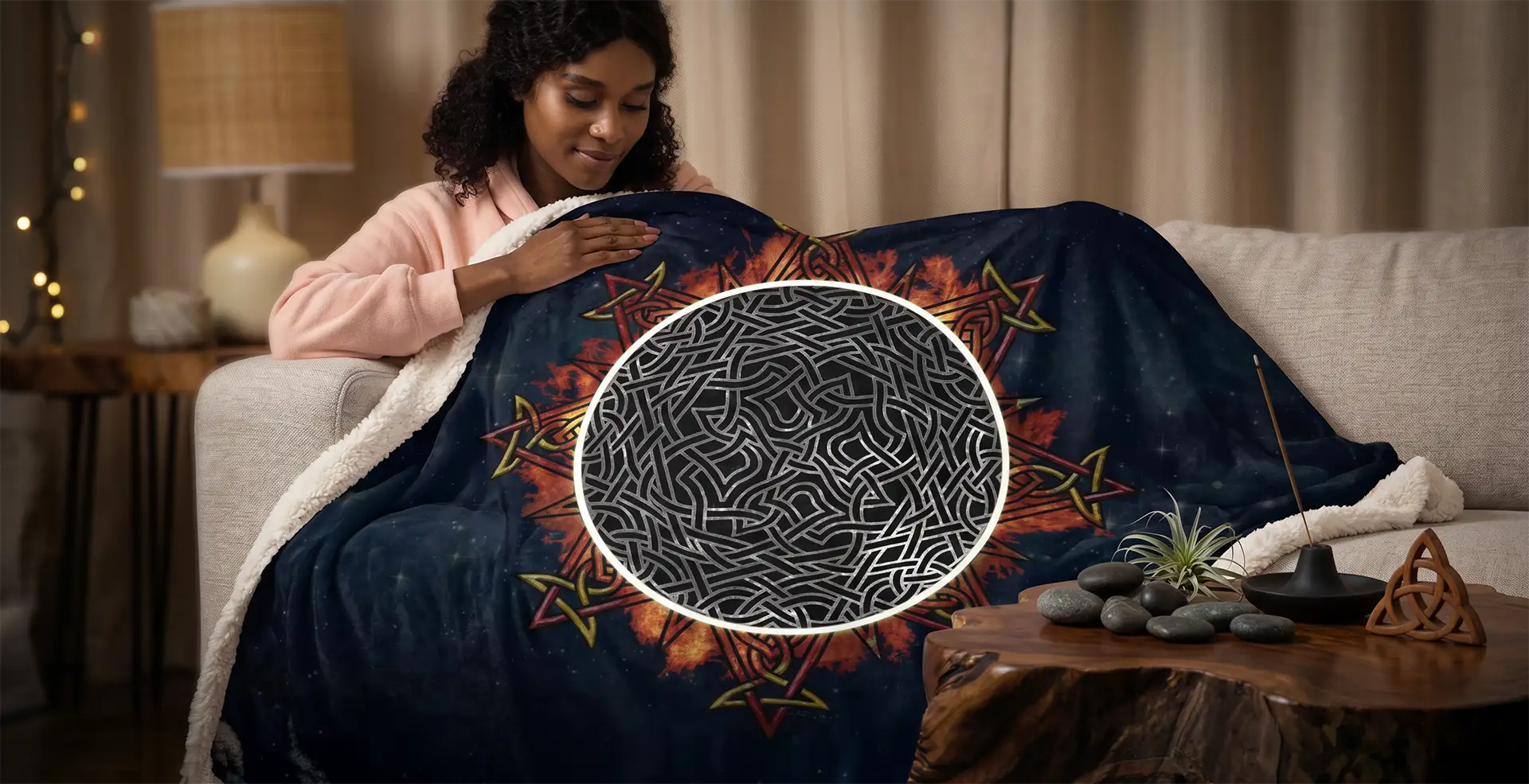 Cheyne Crest Premium Blanket - Black Celtic Cross Style