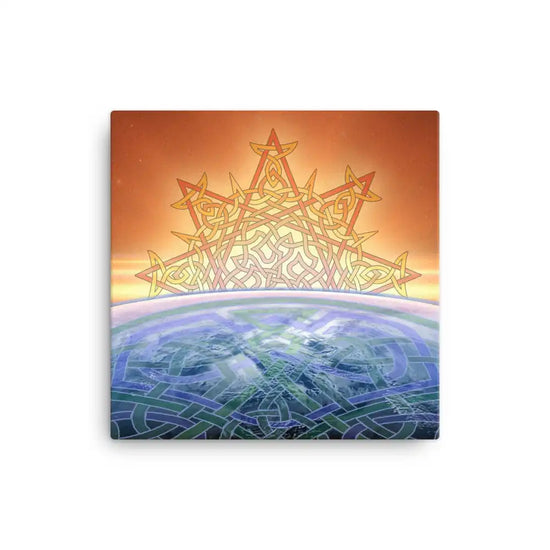 A 12" x 12" canvas print of the Derivation II Celtic knots merger design.