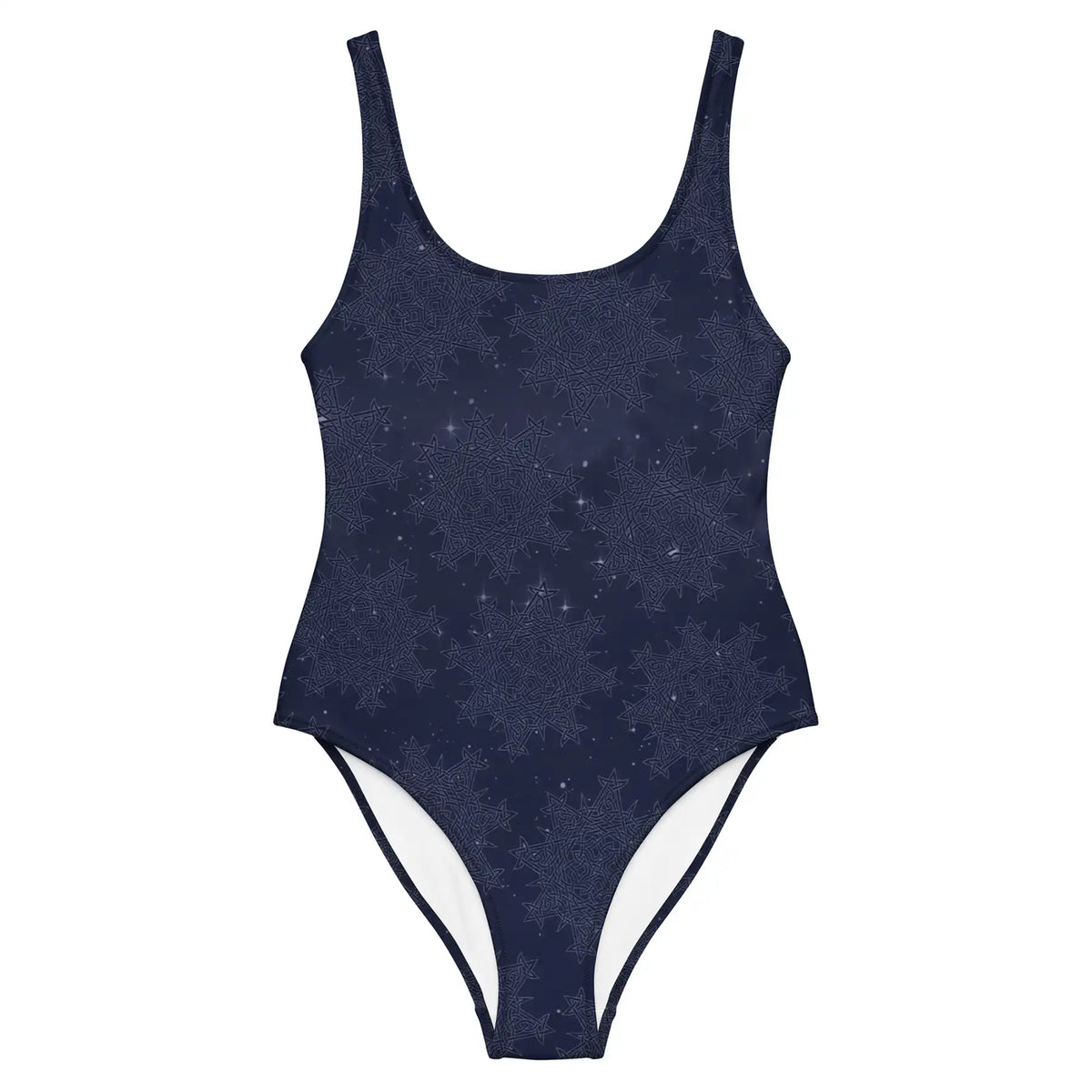 Celtic knot swimsuit by Xigfireon featuring the Midnight Blue Cosmos patterned series of the Morning Star Fire design.