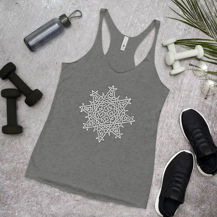 Some workout gear surrounding a heather Xigfireon graphic women&