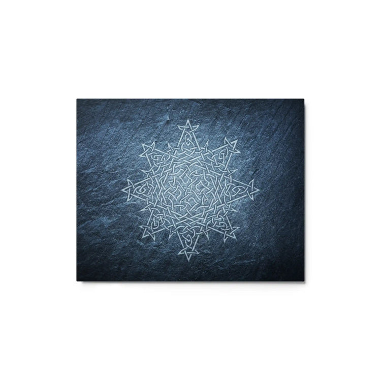 A 8" x 10" glossy metal print of the Blue Slate iteration of the `Morning Star Fire` Celtic knot design.