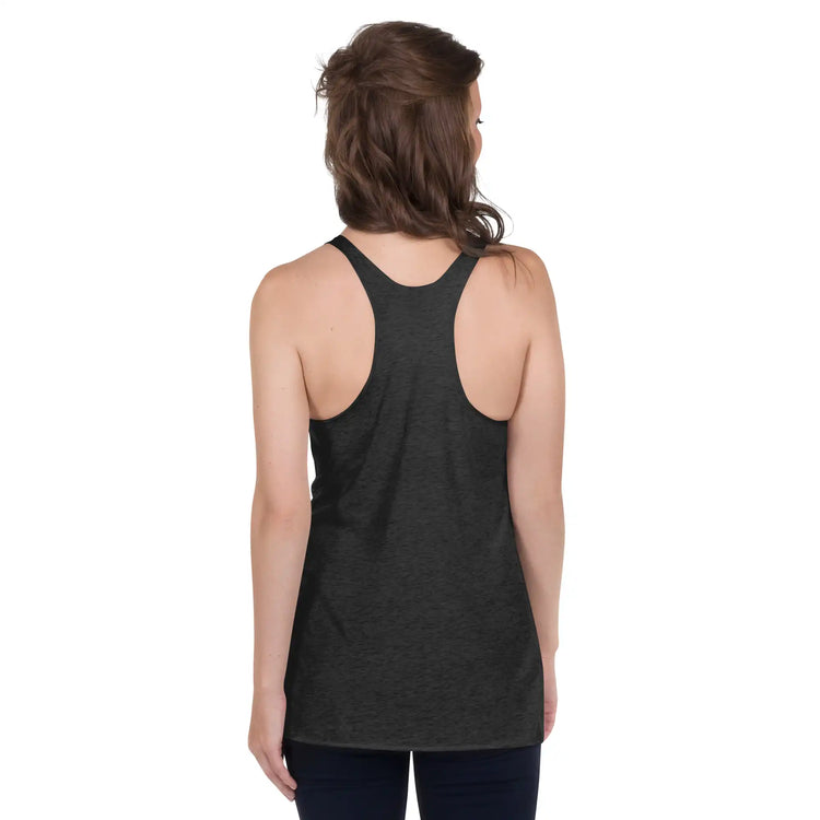 A young woman, viewed from behind, wearing a black Xigfireon graphic women&