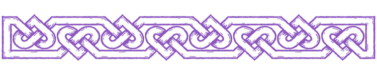 Woven hearts Celtic knot border in magenta.