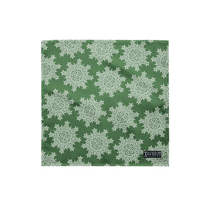 A small Xigfireon bandana adorned with the Olive Green and White patterned series of the Morning Star Fire Celtic knot design.