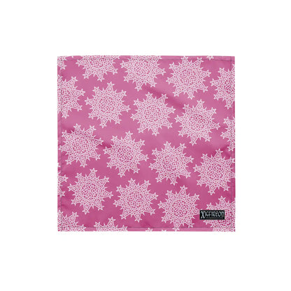 A small Xigfireon bandana adorned with the Pink and White patterned series of the Morning Star Fire Celtic knot design.