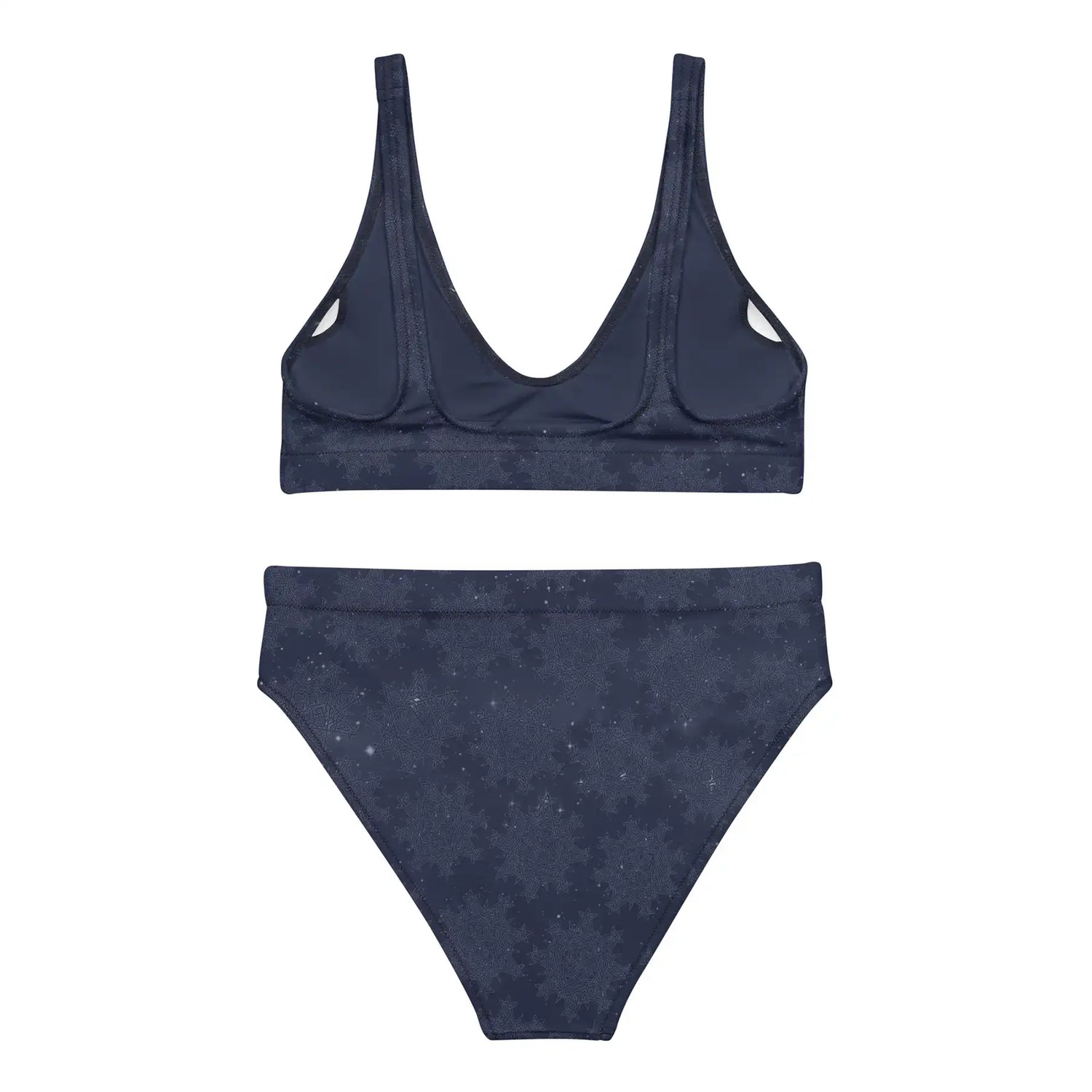 Celtic knot bikini by Xigfireon, shown from the back, featuring the Midnight Blue Cosmos patterned series of the `Morning Star Fire` design.