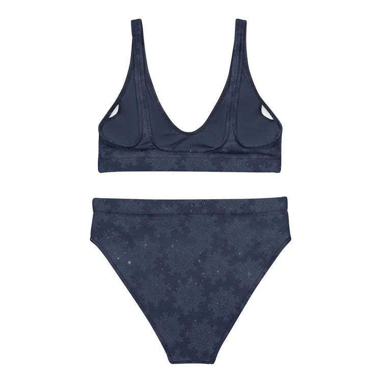 Celtic knot bikini by Xigfireon, shown from the back, featuring the Midnight Blue Cosmos patterned series of the `Morning Star Fire` design.