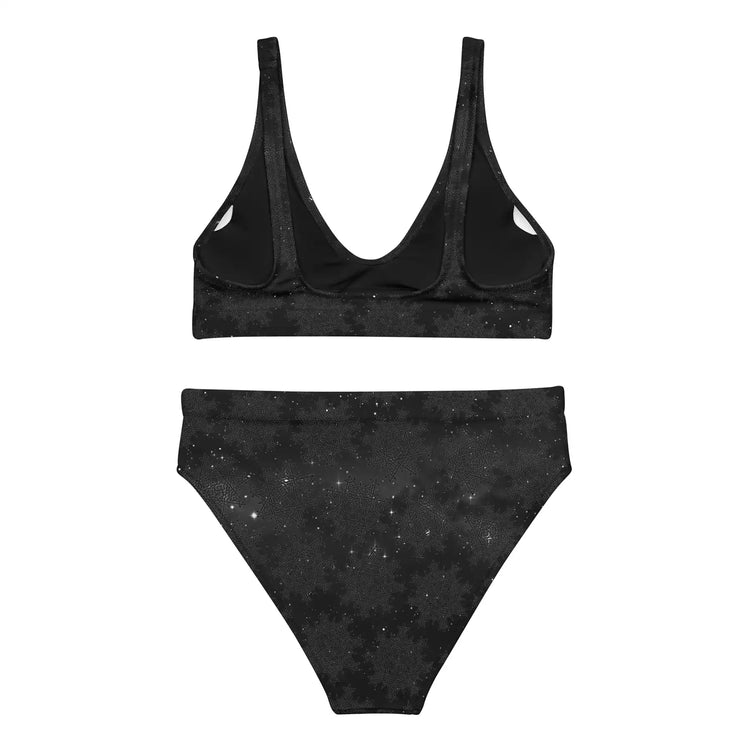 Celtic knot bikini by Xigfireon, shown from the back, featuring the Midnight Red Cosmos patterned series of the `Morning Star Fire` design.