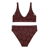 Celtic knot bikini by Xigfireon, shown from the back, featuring the Midnight Red Cosmos patterned series of the `Morning Star Fire` design.