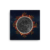 A 12" x 12" canvas print of the Eclipsed iteration of the Morning Star Fire Celtic knot design amidst a sky of faint stars. Inspired by the 2023 Annular Solar Eclipse.