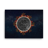 A 18" x 24" canvas print of the Eclipsed iteration of the Morning Star Fire Celtic knot design amidst a sky of faint stars. Inspired by the 2023 Annular Solar Eclipse.
