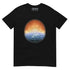 A black Xigfireon graphic tee featuring the Derivation II Celtic knots merger design, symbolizing the cosmic dance between the Sun and the Earth.