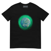 A black Xigfireon graphic t-shirt featuring the Deep Forest iteration of the Reach Of The Spirit Celtic knot design. The Reach Of The Spirit Celtic knot represents Mother Earth.