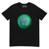 A black Xigfireon graphic t-shirt featuring the Deep Forest iteration of the Reach Of The Spirit Celtic knot design. The Reach Of The Spirit Celtic knot represents Mother Earth.