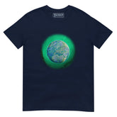 A navy blue Xigfireon graphic t-shirt featuring the Deep Forest iteration of the Reach Of The Spirit Celtic knot design. The Reach Of The Spirit Celtic knot represents Mother Earth.