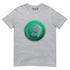 A sport grey Xigfireon graphic t-shirt featuring the Deep Forest iteration of the Reach Of The Spirit Celtic knot design. The Reach Of The Spirit Celtic knot represents Mother Earth.