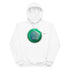 A white Xigfireon graphic eco-friendly hoodie featuring the Deep Forest iteration of the Reach Of The Spirit Celtic knot design. The Reach Of The Spirit Celtic knot symbolizes our beautiful Mother Earth.