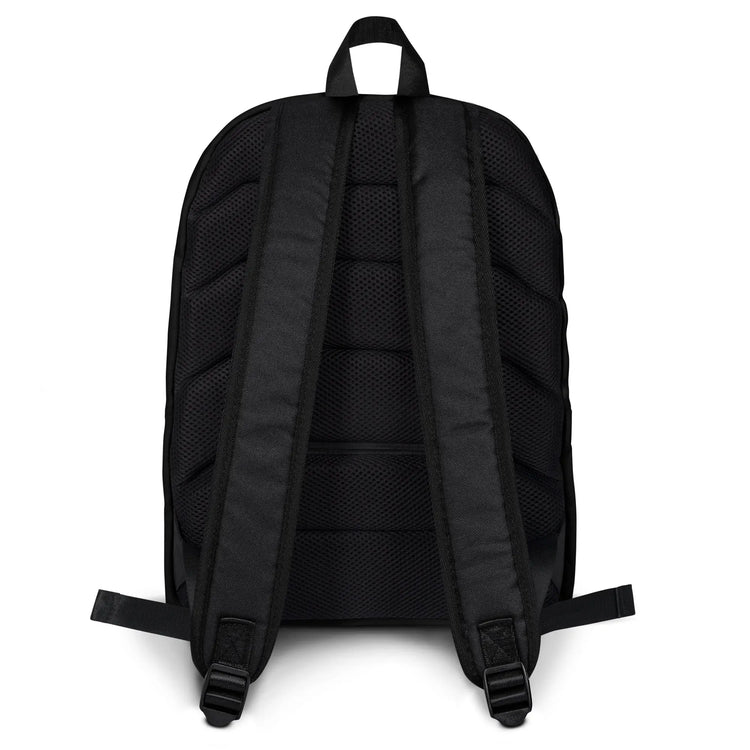 A view of the straps on a Xigfireon graphic backpack featuring the Fire Colour iteration of the `Morning Star Fire` Celtic knot design. The `Morning Star Fire` Celtic knot represents Father Sun.