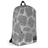 A Xigfireon graphic backpack featuring the Black & White Solid Forest Inverted iteration of the `Reach Of The Spirit` Celtic knot pattern. The `Reach Of The Spirit` Celtic knot symbolizes Mother Earth.