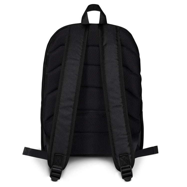 A view of the straps on a Xigfireon graphic backpack featuring the Living Colour iteration of the `Reach Of The Spirit` Celtic knot design. The `Reach Of The Spirit` Celtic knot represents Mother Earth.