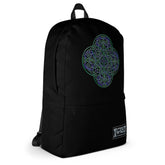 A Xigfireon graphic backpack featuring the Living Colour iteration of the `Reach Of The Spirit` Celtic knot design. The `Reach Of The Spirit` Celtic knot symbolizes Mother Earth.