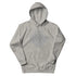 A carbon grey Xigfireon graphic hoodie featuring the Black & White Hollow iteration of the Reach Of The Spirit Celtic knot design. The Reach Of The Spirit Celtic knot symbolizes the Earth.