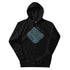 A black Xigfireon graphic hoodie featuring the Living Colour Flat iteration of the Reach Of The Spirit Celtic knot design. The Reach Of The Spirit Celtic knot symbolizes the Earth.