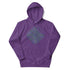 A purple Xigfireon graphic hoodie featuring the Living Colour iteration of the Reach Of The Spirit Celtic knot design. The Reach Of The Spirit Celtic knot is an Earth symbol.