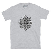 Xigfireon Morning Star Fire Celtic knot graphic t-shirt in Fire Colour on white background.