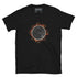 A classic black Xigfireon graphic tee featuring the Eclipsed iteration of the Morning Star Fire Celtic knot design, inspired by the Annular Solar Eclipse of 2023.