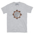A classic sport grey Xigfireon graphic tee featuring the Eclipsed iteration of the Morning Star Fire Celtic knot design, inspired by the Annular Solar Eclipse of 2023.