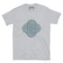 A sport grey Xigfireon graphic t-shirt featuring the Living Colour iteration of the Reach Of The Spirit Celtic knot design. The Reach Of The Spirit Celtic knot symbolizes the Earth.