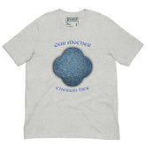 This athletic heather graphic t-shirt features the Blue Slate iteration of the `Reach Of The Spirit` Celtic knot design along with a message in a Celtic font: "Our Mother, Cherish Her".