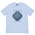 This baby blue graphic t-shirt features the Blue Slate iteration of the Reach Of The Spirit Celtic knot design along with a message in a Celtic font: "Our Mother, Cherish Her".