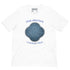 This white graphic t-shirt features the Blue Slate iteration of the Reach Of The Spirit Celtic knot design along with a message in a Celtic font: "Our Mother, Cherish Her".