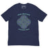 This navy blue graphic t-shirt features the Living Colour iteration of the Reach Of The Spirit Celtic knot design along with a message in a Celtic font: "Our Mother, Cherish Her".
