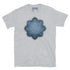 The Blue Slate iteration of the Morning Star Fire Celtic knot design on a sport grey t-shirt.