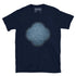 The Blue Slate iteration of the Reach Of The Spirit Celtic knot design on a navy blue t-shirt.