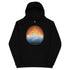 A kids black graphic hoodie featuring the Derivation II Celtic knots merger design.