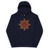 A kids navy blazer graphic hoodie featuring the Fire Colour iteration of the Morning Star Fire Celtic knot design.