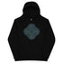 A kids black graphic hoodie featuring the Living Colour iteration of the Reach Of The Spirit Celtic knot design.