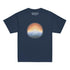 A navy blue Xigfireon kids graphic t-shirt featuring the Derivation II Celtic knot merger design symbolizing the Sun and the Earth in their cosmic dance.