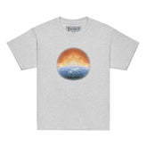A sport grey Xigfireon kids graphic t-shirt featuring the `Derivation II` Celtic knot merger design symbolizing the Sun and the Earth in their cosmic dance.