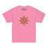 An azalea pink Xigfireon kids graphic t-shirt featuring the Fire Colour iteration of the Morning Star Fire Celtic knot design. The Morning Star Fire Celtic knot symbolizes Father Sun and the eternal Cosmic Light.