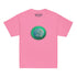 An azalea pink Xigfireon kids graphic t-shirt featuring the Deep Forest iteration of the Reach Of The Spirit Celtic knot design. The Reach Of The Spirit Celtic knot symbolizes Mother Earth.