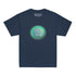 A navy blue Xigfireon kids graphic t-shirt featuring the Deep Forest iteration of the Reach Of The Spirit Celtic knot design. The Reach Of The Spirit Celtic knot symbolizes Mother Earth.
