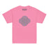 An azalea pink Xigfireon kids graphic t-shirt featuring the Living Colour iteration of the Reach Of The Spirit Celtic knot design. The Reach Of The Spirit Celtic knot symbolizes Mother Earth.
