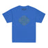 A royal blue Xigfireon kids graphic t-shirt featuring the Living Colour iteration of the Reach Of The Spirit Celtic knot design. The Reach Of The Spirit Celtic knot symbolizes Mother Earth.