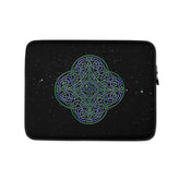 A 13 inch graphic laptop sleeve featuring the Living Colour iteration of the Reach Of The Spirit Celtic knot design amidst a field of stars.