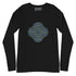A black Xigfireon long sleeve graphic t-shirt featuring the Living Colour iteration of the Reach Of The Spirit Celtic knot design. The Reach Of The Spirit Celtic knot symbolizes Mother Earth.